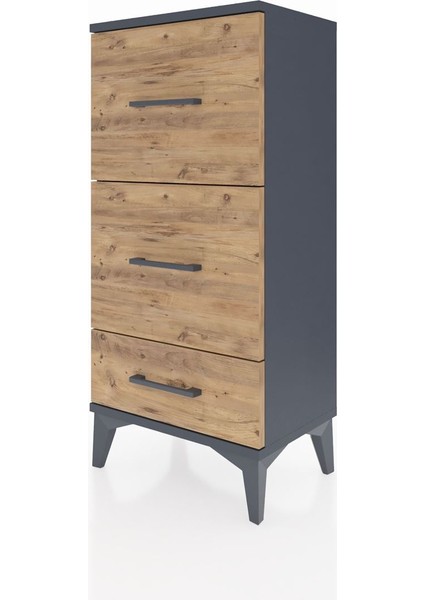 Arges Komodin 3 Çekmeceli 44X30X96 Antrasit-Çam modelleri