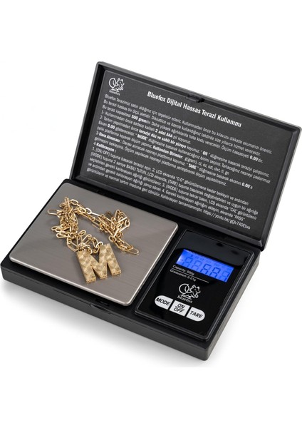 Cep Tartısı - 500G Kapasite, 0.01G, 7 Ölçü Birimi, Dara Fonksiyonu, Büyük Ekran, Otomatik Kapanma