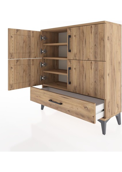 Arges Şifonyer 4 Raflı Tek Çekmeceli 4 Kapaklı 88X30X96 Çam-Çam fırsatları