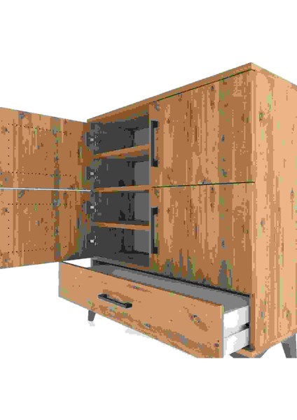 Arges Şifonyer 4 Raflı Tek Çekmeceli 4 Kapaklı 88X30X96 Çam-Çam indirimleri