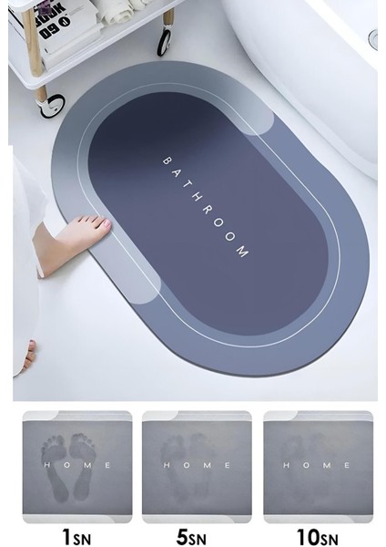 Lacivert Su Emici Banyo Paspası, Kaymaz Taban, 40X60 Cm, Yolluk, Şık ve Fonksiyonel