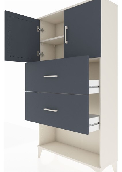 Arges Dolap 2 Raflı 2 Çekmeceli 2 Kapaklı 88X30X163 Çam-Çam fırsatları