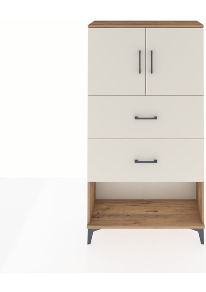 Arges Dolap 2 Raflı 2 Çekmeceli 2 Kapaklı 88X30X163 Çam-Çam indirimleri