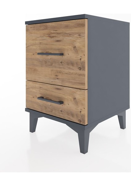 Hyperion Komodin 2 Çekmeceli 44X44X64 Antrasit-Çam modelleri