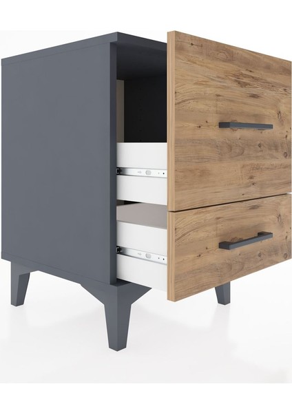Hyperion Komodin 2 Çekmeceli 44X44X64 Antrasit-Çam fırsatları