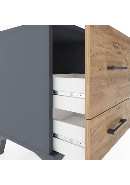 Hyperion Komodin 2 Çekmeceli 44X44X64 Antrasit-Çam indirimleri