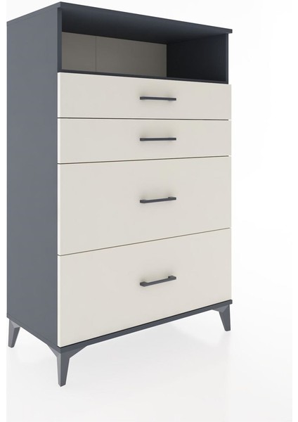Hyperion Dolap Tek Raflı 4 Çekmeceli 88X44X134 Antrasit-Aytaşı fiyatları