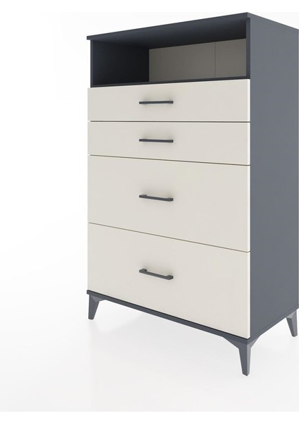 Hyperion Dolap Tek Raflı 4 Çekmeceli 88X44X134 Antrasit-Aytaşı modelleri
