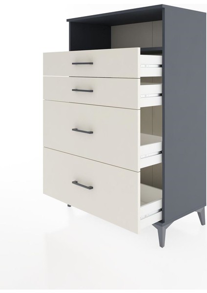 Hyperion Dolap Tek Raflı 4 Çekmeceli 88X44X134 Antrasit-Aytaşı fırsatları