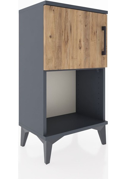Arges Komodin 2 Raflı 2 Çekmeceli Tek Kapaklı 44X30X80 Antrasit-Çam fırsatları