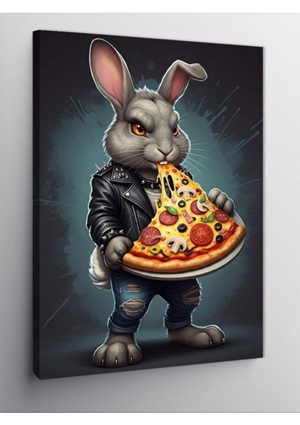 Kanvas Tablo Pizza Yiyen Tavşan 100 x 140 CNVSDKEY-125980-100-140