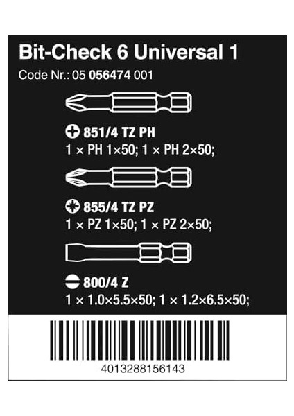 Uç Çeşitleri, Bit-Check, 6 1, 6 Parça, 05056474001 fiyatları
