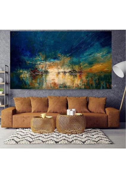 Kanvas Tablo Yelkenlerin Dansı Yağlı Boya Görünümlü Dekoratif Kanvas Tablo 70 x 100
