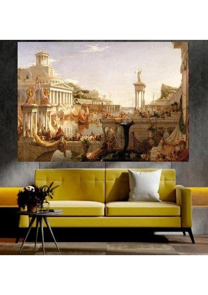 Şehir Manzaralı Sanatsal Dekoratif Duvar Tablosu (70X100 Cm)