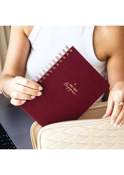 A5 Spiralli Sert Kapak Tarihsiz Not Defteri Bordo modelleri