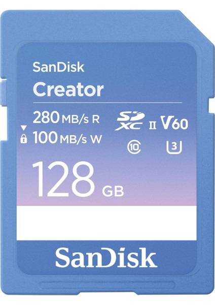 Creator Sd-Uhs-Iı Hafıza Kartı 128 GB ( ve Aynasız Kameralar, 6k Video, V60, Uhs-Iı, 280 Mb/s Okuma, Rescuepro, Adobe Cloud)