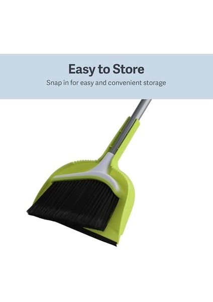Basics Açılı Broom ve Dustpan Seti, Gümüş/yeşil Süpürge, Faraşlı, Çelik, Gümüş, modelleri