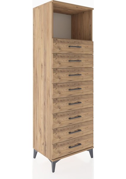 Hyperion Dolap Tek Raflı 8 Çekmeceli 60X44X182 Çam-Çam fiyatları