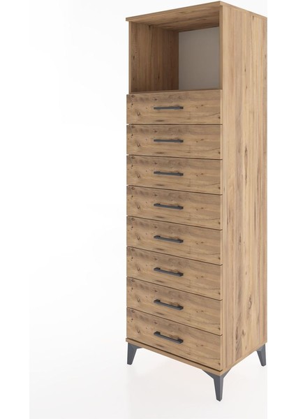 Hyperion Dolap Tek Raflı 8 Çekmeceli 60X44X182 Çam-Çam modelleri