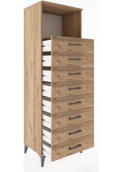 Hyperion Dolap Tek Raflı 8 Çekmeceli 60X44X182 Çam-Çam fırsatları