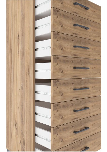 Hyperion Dolap Tek Raflı 8 Çekmeceli 60X44X182 Çam-Çam indirimleri