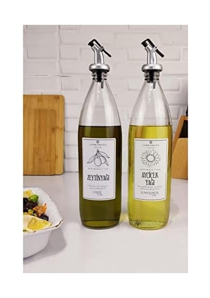 Vetro 2&apos;li Zeytinyağı ve Sıvıyağ Şişesi Yağdanlık 1000 ml SH-003 modelleri