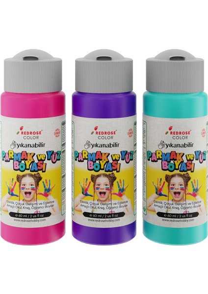 Rose Mor, Fuşya, Turkuaz Parmak 3&apos;lü Set 3X60 ml