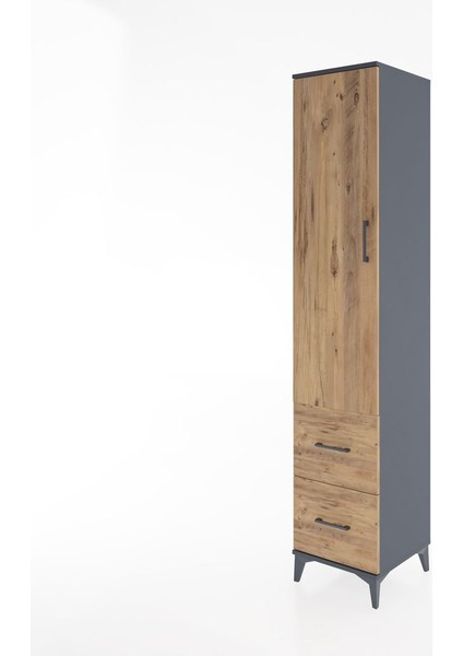 Hyperion Dolap 4 Raflı 2 Çekmeceli Tek Kapaklı 44X44X221 Antrasit-Çam modelleri