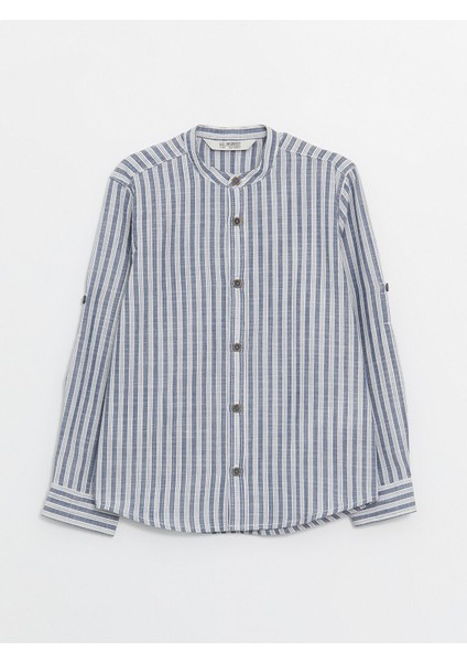 Yeni Sezon Hakim Yaka Çizgili Uzun Kollu Erkek Çocuk Gömlek