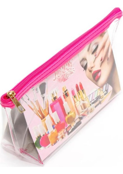 Jolly Tekli Orta Boy Şeffaf Makyaj Çantası 25CMX12CMX8CM
