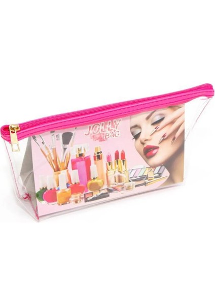 Jolly Tekli Orta Boy Şeffaf Makyaj Çantası 25CMX12CMX8CM modelleri