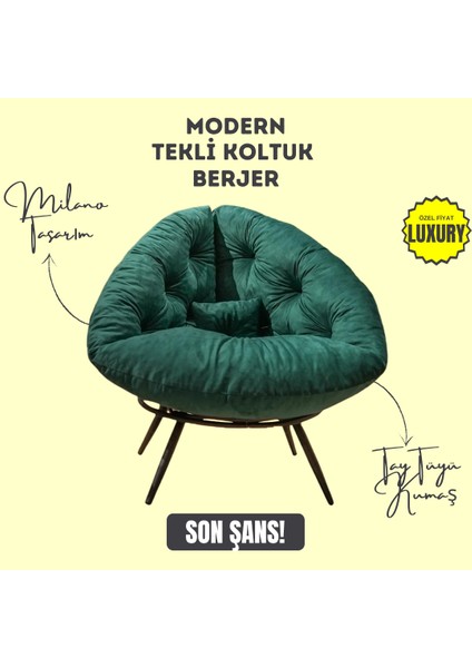 Aurelia Berjer | Riviera Collection | Modern & Zarif Tekli Koltuk Berjer | Rahat Dinlenme Koltuğu