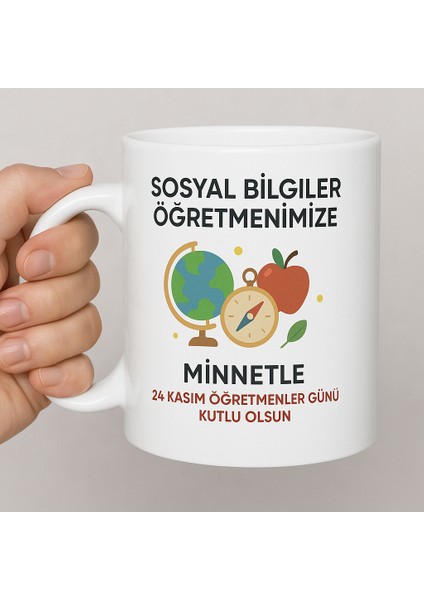 Kişiye Özel Öğretmenler Günü Kupa Bardak Sosyal Bilimler – 330 ml Seramik