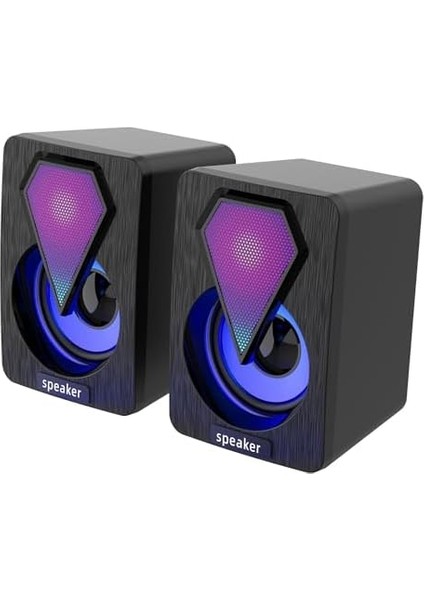 Y-9077 Mini Bilgisayar Hoparlörü Rgb LED Işıklı Gaming Oyuncu Hoparlörü 3.5mm USB Speaker 1+1 Ses Sistemi modelleri