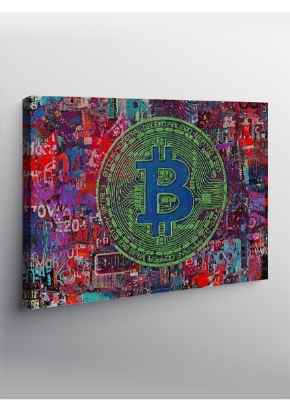 Kanvas Tablo Dijital Bitcoin Grafiti Çizimi YTCNVS504271, 70 x 100