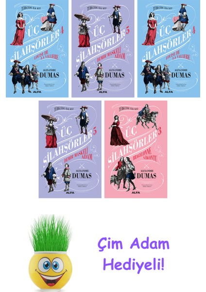 Alexandre Dumas 5 Kitap Seti + Çim Adam Hediye