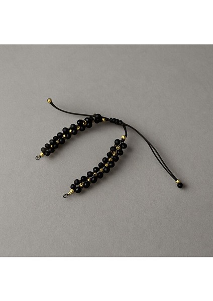 Siyah Kristal Boncuklu Ayarlanabilir Bileklik – Ortasına Aparat Takılabilir Model fiyatları