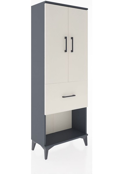 Arges Dolap 3 Raflı Tek Çekmeceli 2 Kapaklı 60X30X163 Antrasit-Aytaşı fiyatları