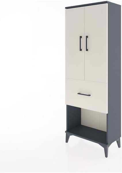 Arges Dolap 3 Raflı Tek Çekmeceli 2 Kapaklı 60X30X163 Antrasit-Aytaşı modelleri