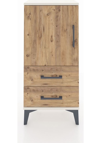 Arges Komodin 2 Raflı 2 Çekmeceli Tek Kapaklı 44X30X96 Aytaşı-Çam