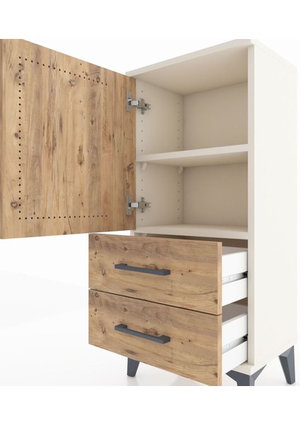 Arges Komodin 2 Raflı 2 Çekmeceli Tek Kapaklı 44X30X96 Aytaşı-Çam indirimleri