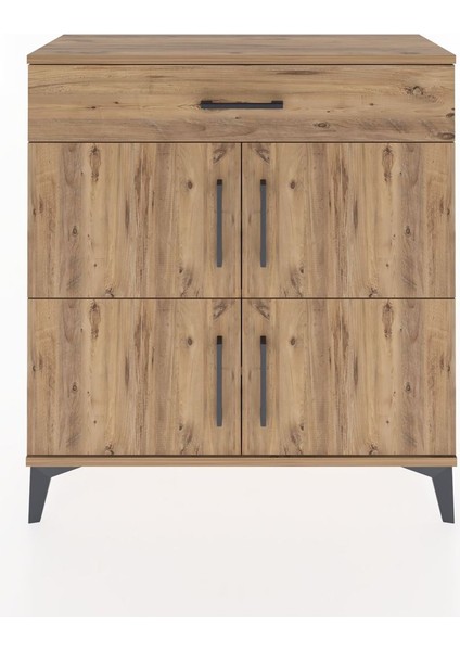 Arges Şifonyer 3 Raflı Tek Çekmeceli 4 Kapaklı 88X30X96 Çam-Çam