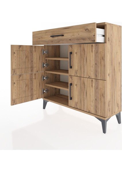 Arges Şifonyer 3 Raflı Tek Çekmeceli 4 Kapaklı 88X30X96 Çam-Çam fırsatları