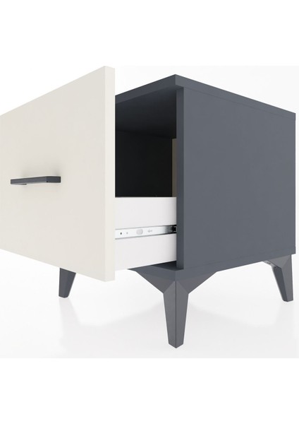 Hyperion Komodin Tek Çekmeceli 44X44X48 Antrasit-Aytaşı indirimleri