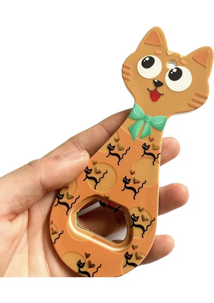 Miyav Kedi Mıknatıslı Şişe Kapak Açacağı, Kedili Açacak Buzdolabı Magnet Turuncu, 5.5X14 Cm, Seramik Kaplama modelleri