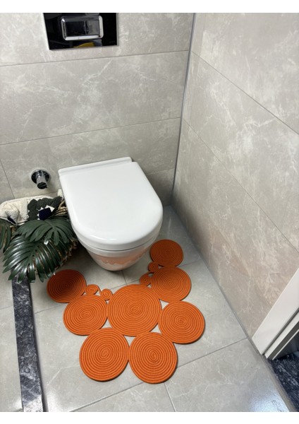 Turuncu Çift Taraflı Jüt Hasır Banyo ve Klozet Önü Paspası fiyatları