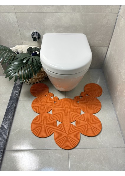 Turuncu Çift Taraflı Jüt Hasır Banyo ve Klozet Önü Paspası modelleri