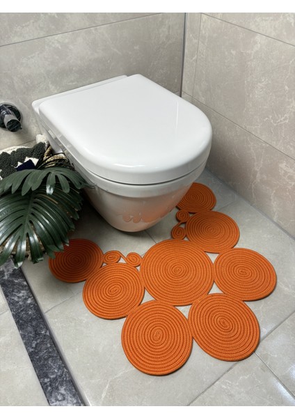 Turuncu Çift Taraflı Jüt Hasır Banyo ve Klozet Önü Paspası fırsatları