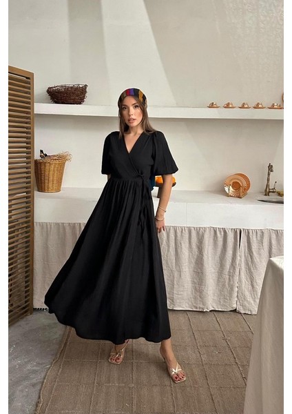Siyah Müslin Uzun Elbise modelleri