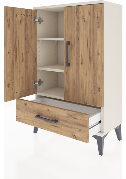 Arges Komodin 2 Raflı Tek Çekmeceli 2 Kapaklı 60X30X96 Aytaşı-Çam fırsatları